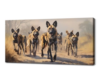 African Wild Dogs Family Canvas Print | Wildlife Nature Wall Art