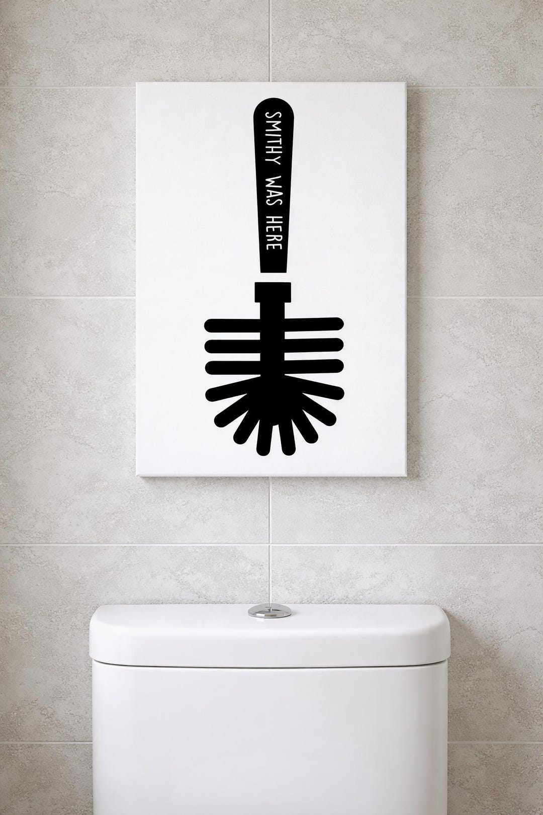 Funny Bathroom Canvas Print Wall Art, Personalised Toilet Brush Print ...