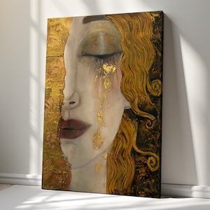 Golden Tears Canvas Print, Freya&#39;s Tears Wall Art, Handmade Art Print Gift