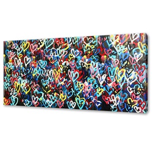 Banksy Colourful Hearts Graffiti Street Art Canvas Print Picture Wall Art Home Decor Handmade Wall Hangings