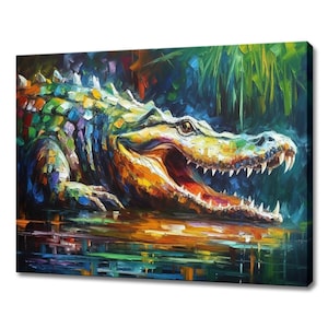 Alligator Leinwanddruck Malerei Bild Wandbehang Kunst Wohnkultur handgefertigt Geschenke schnelle Lieferung