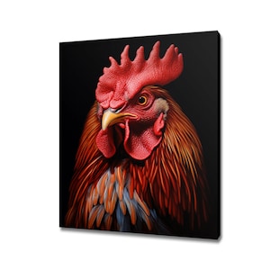 Rooster Bird Animal Canvas Print | Gift For Rooster Lover | Rooster Chicken Wall Art Print | Birds Home Wall Decor I Artwork For Farmhouse