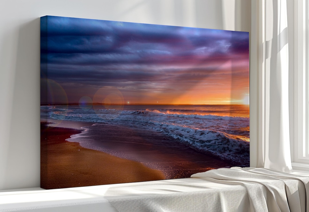 Beach Sunset, Seascape Canvas Print – Peaceful Ocean Wall Art – Serene ...