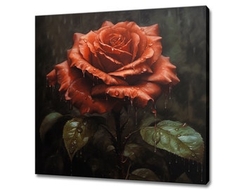 Quadro Decorativo Da Parete - Rosa Su Sfondo Nero, Stampa Su Tela, Dimensioni Da 30x50 Cm A 120x80 Cm, Made In France - 4