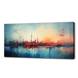 Hamburg City In Germany Canvas Print Wall Art, Modern Design Home Office Decor, Famous Landmarks Skyline Colourful Painting Print
