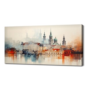 Vienna Capital Of Austria Canvas Print Wall Art, Modern Design Home Office Decor, Famous Landmarks Skyline Colourful Painting Print