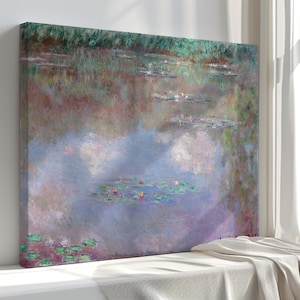 Monet waterlelievijver canvasafdruk: reproductie in vintagestijl