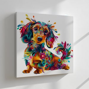 Dachshund Canvas Print, Handmade Gift, Wall Hanging Home Decor, Art Prints Made on order