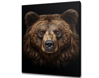 Dierlijke canvasafdruk bruine beer | Cadeau voor berenliefhebber | Beer muurkunst decor portret print | Wildlife Home Decor I Artwork For Nature Lovers