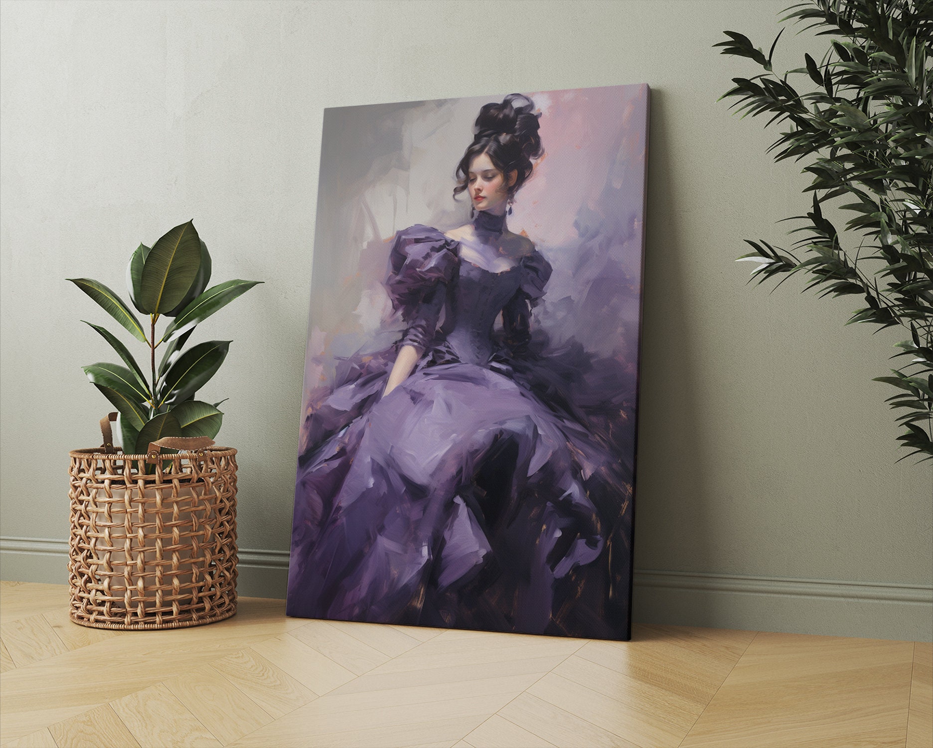 Lady in Violet Purple Baroque Dress Canvas Print | Fashion Art Print |  Vintage Portrait Painting Print I Victorian Antique Female Wall Art - Etsy
