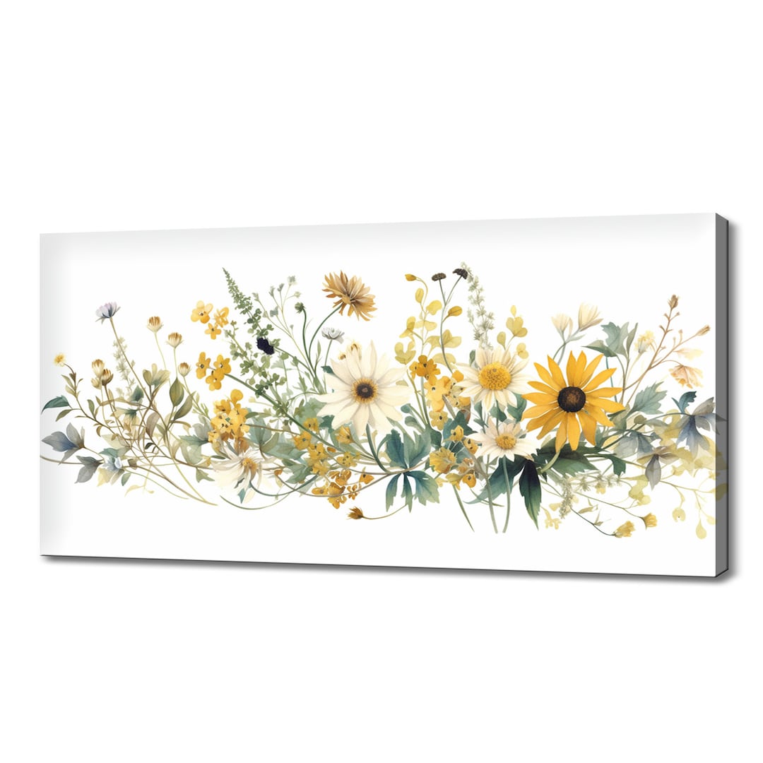 Yellow Wildflowers Art Print | Meadow Flowers Canvas Print Picture ...