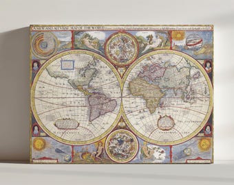 Vintage World Map Canvas Print | Historical Wall Art, Antique Decor, Traveler Gift
