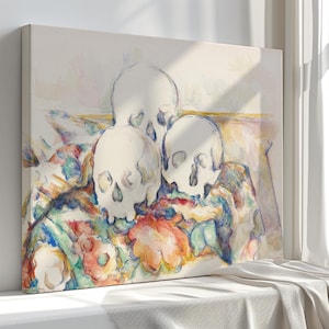 Doek Cézanne &quot;The Three Skulls&quot;: vintage stilleven