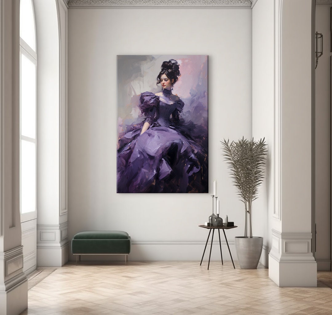 Lady in Violet Purple Baroque Dress Canvas Print | Fashion Art Print |  Vintage Portrait Painting Print I Victorian Antique Female Wall Art - Etsy