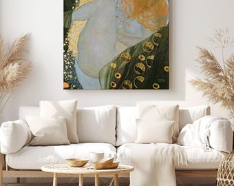 Danaë, Gustav Klimt Painting Reproduction, Canvas Print Wall Art, Classic Artwork for Living Room Decor