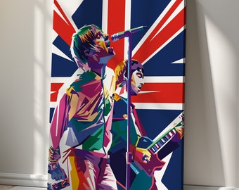 Liam Gallagher Canvas Print, Rock Music Wall Art, Oasis Fan Art Gift, Handmade on Order, Fast Delivery