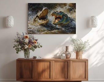 Abstract Crocodiles Canvas Print – Colourful Wildlife Wall Art