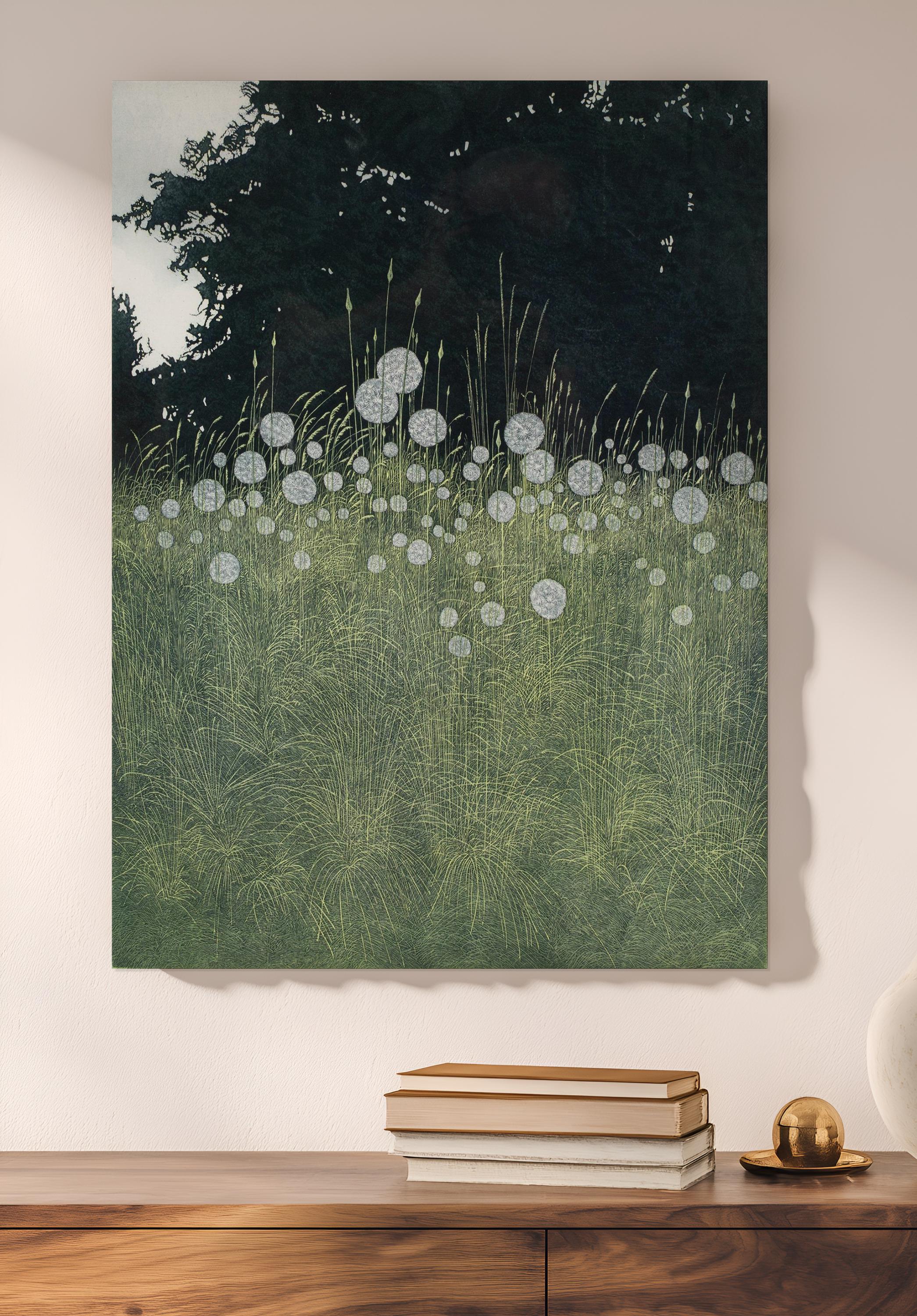 Field With Fluffy Plumes by Phil Greenwood Vintage Painting