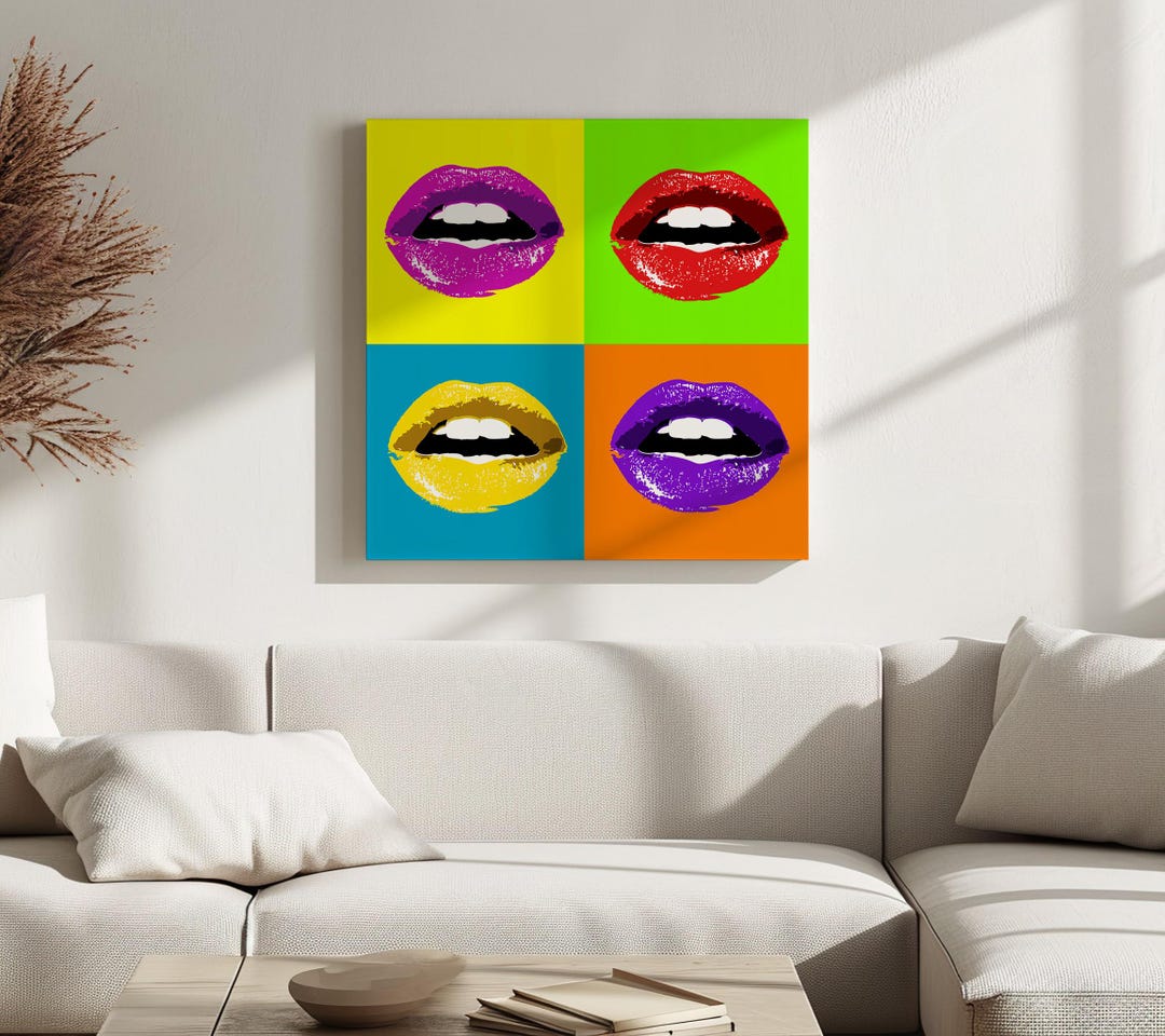 Pop Art Lips, Colourful Canvas Wall Art Print – High-quality