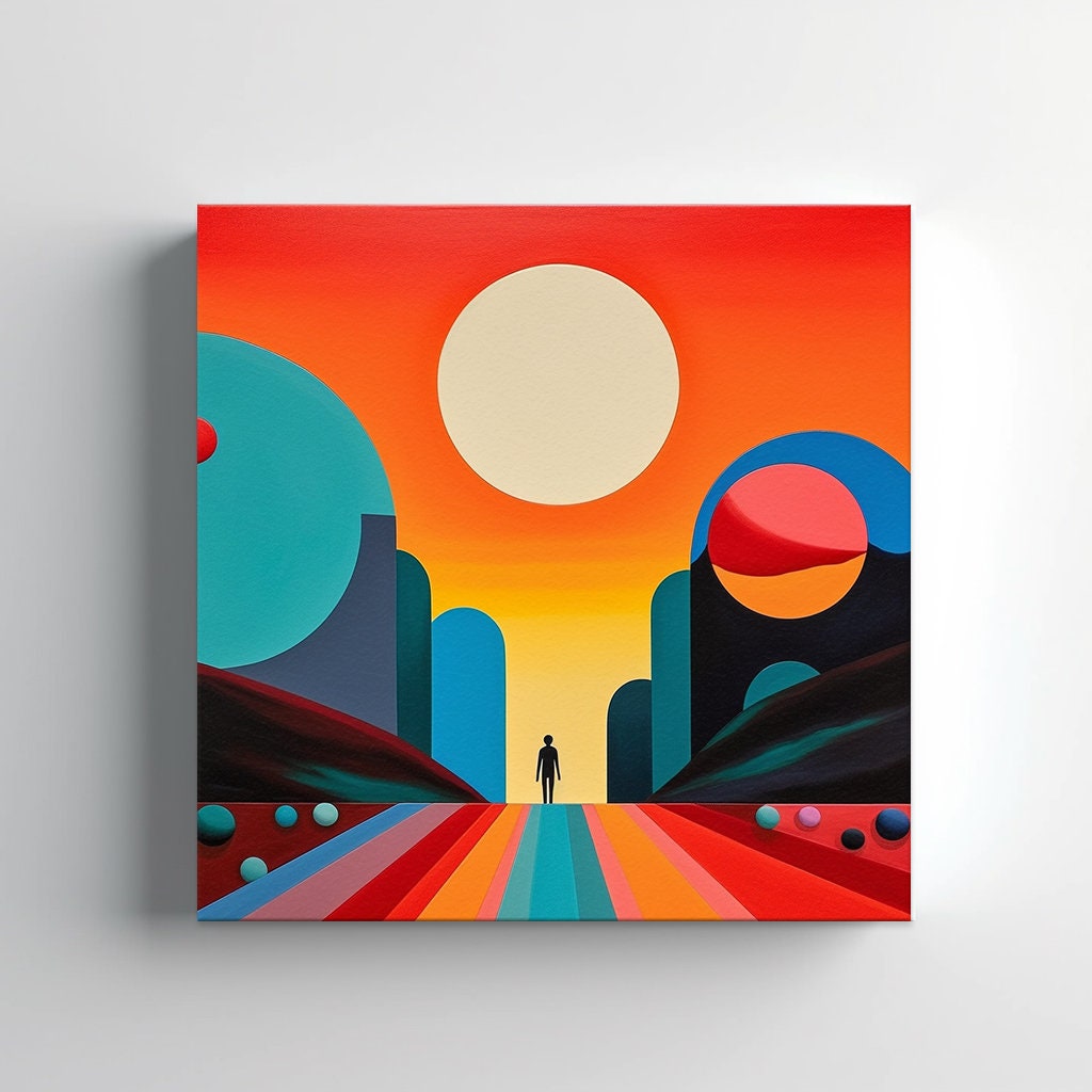 Flying Colours – Abstract Art パンク天国 7インチ Abstract Psychedelic Realism Minimalism Modern Canvas Print