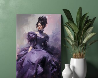 Lady in Violet Purple Baroque Dress Canvas Print | Fashion Art Print |  Vintage Portrait Painting Print I Victorian Antique Female Wall Art - Etsy