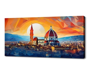 Florence Cityscape Canvas Print, Colorful Abstract Skyline Wall Art