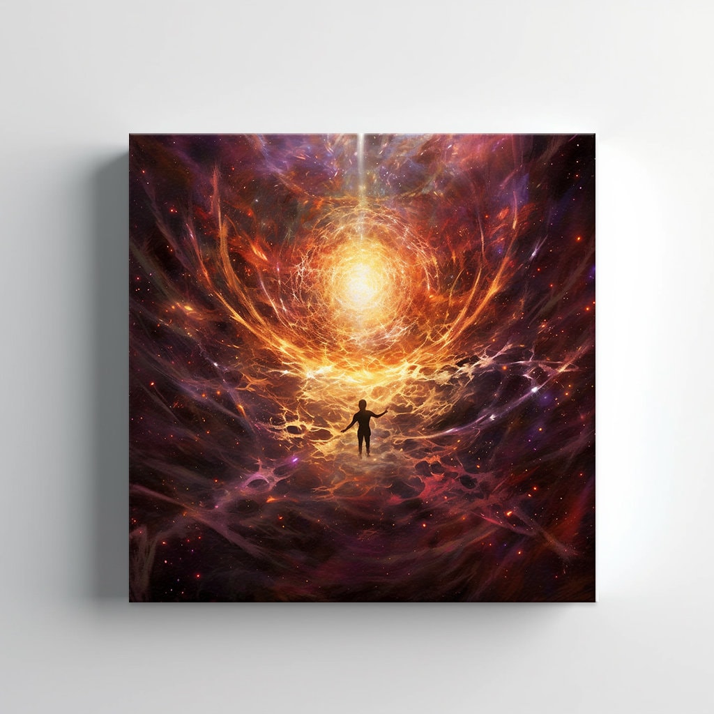Human in Cosmos Deep Space Explosion Abstract Psychedelic Canvas