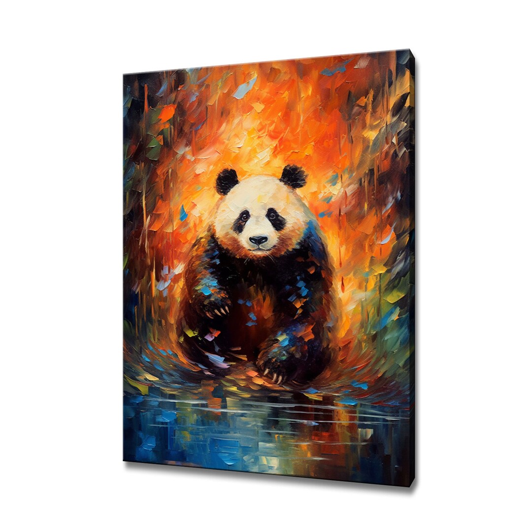 Panda Art Print | Colourful Animals Canvas Picture | Wild Life Painting ...