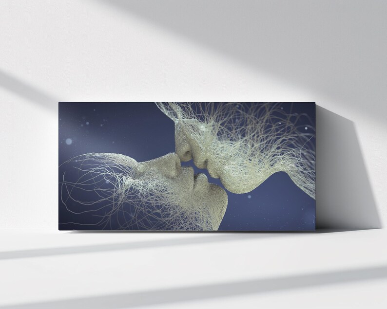 Couple Abstract Design Abstract Couple Kissing Canvas Print - Modern Art Wall Decor for Home ...
