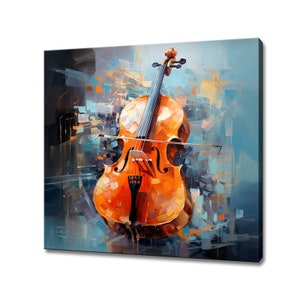 Violin Music Colourful Painting Style Canvas Print, Musical Instrument Wall Art, Gift For Musician, Classical Music Studio Decor