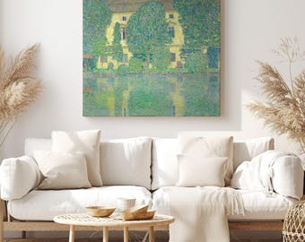 Schloss Kammer on Lake Attersee III, Gustav Klimt Painting Reproduction, Canvas Print Wall Art, Classic Artwork for Living Room Decor