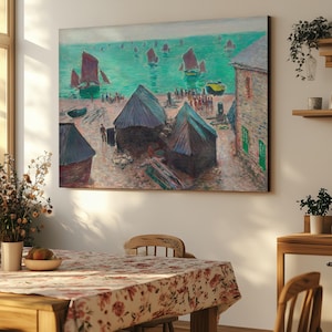 Monet &quot;Departure of the Boats&quot;-canvas: muurkunst in vintagestijl