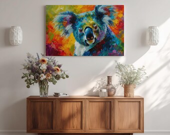 Abstract Koala Canvas Print – Colourful Wildlife Wall Art