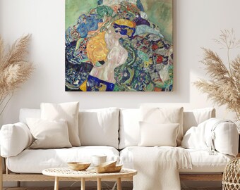 Baby (Cradle), Gustav Klimt Painting Reproduction, Canvas Print Wall Art, Classic Artwork for Living Room Decor