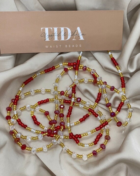 Red and white waist beads new arrivals