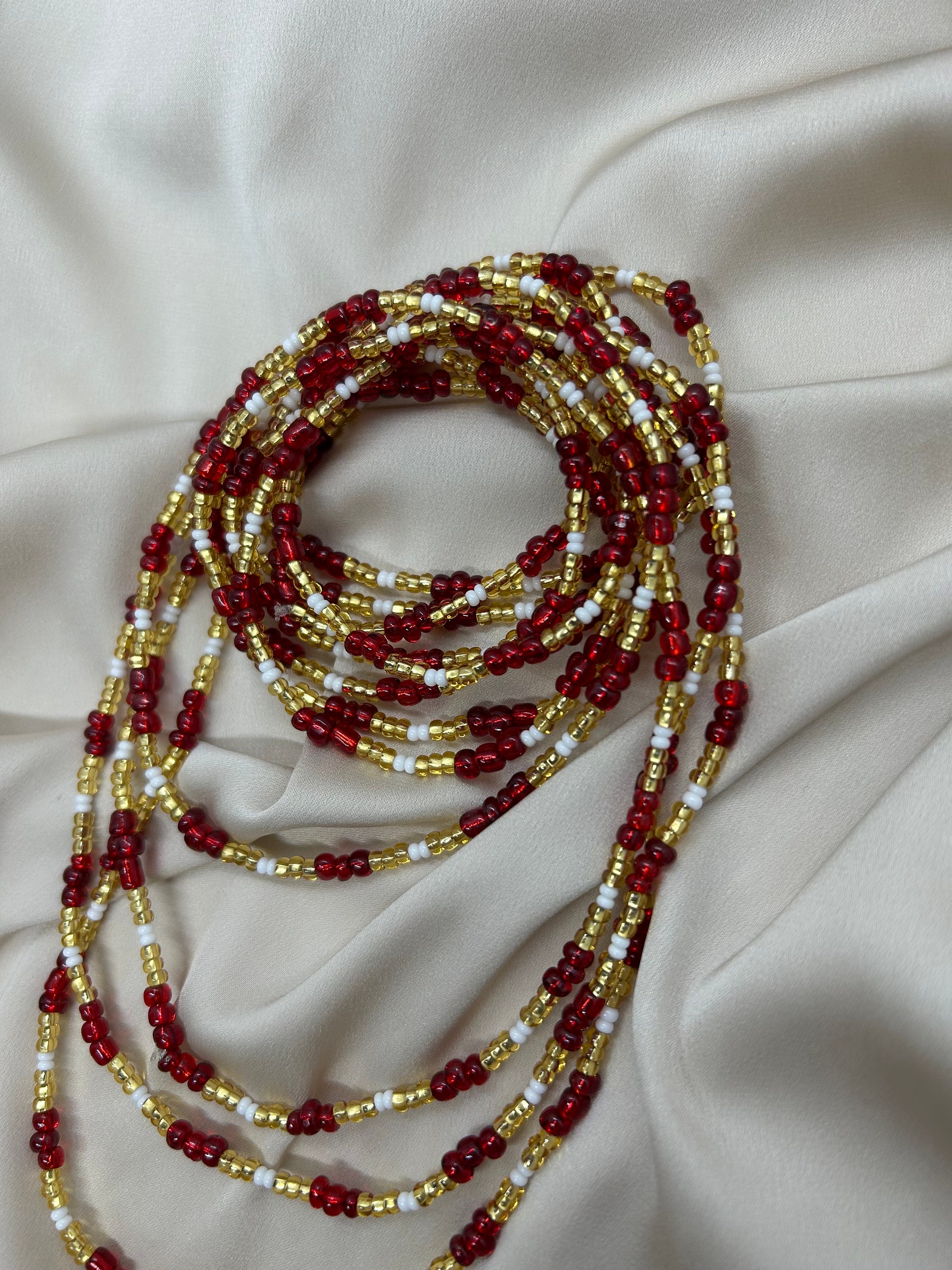 Red Gold and White Waist Beads 1 piece
