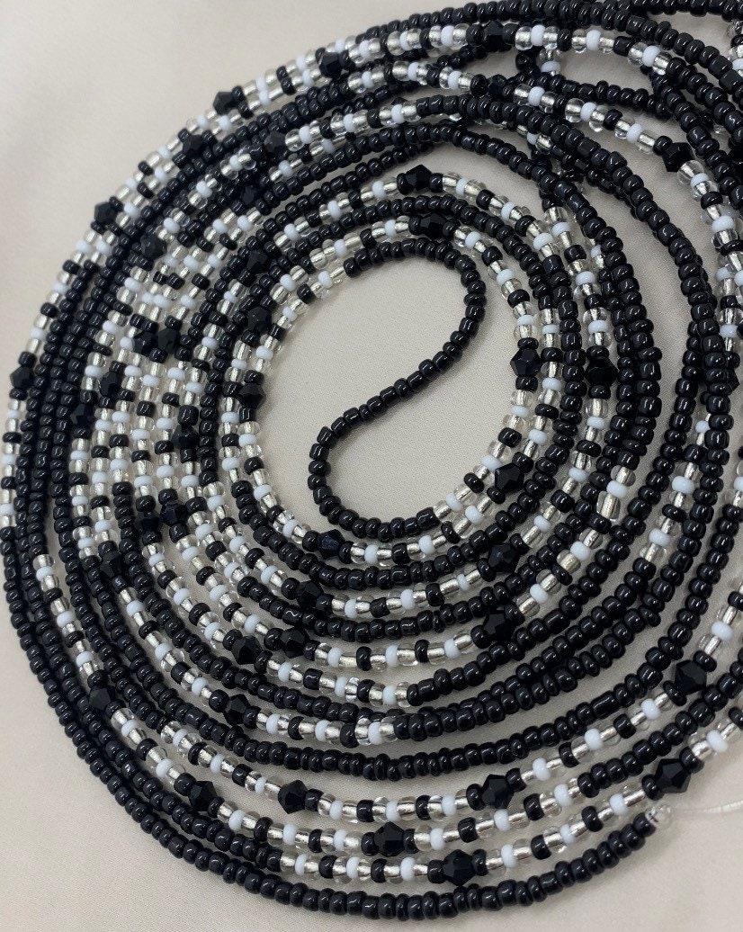 Black and White Waist Beads With Matching Anklet African - Etsy