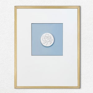 11x14 Thin Silver Framed Handmade Embossed Intaglio