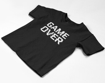 GAME OVER T shirt, Unisex Child T shirt, Black T shirt, Gamer T shirt, Kids Unisex Gamer Tee, Gamer Tee