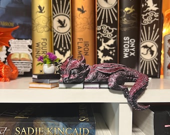 Sleeping Dragon bookstack and plant bundle Bookshelf decor 3D Printed