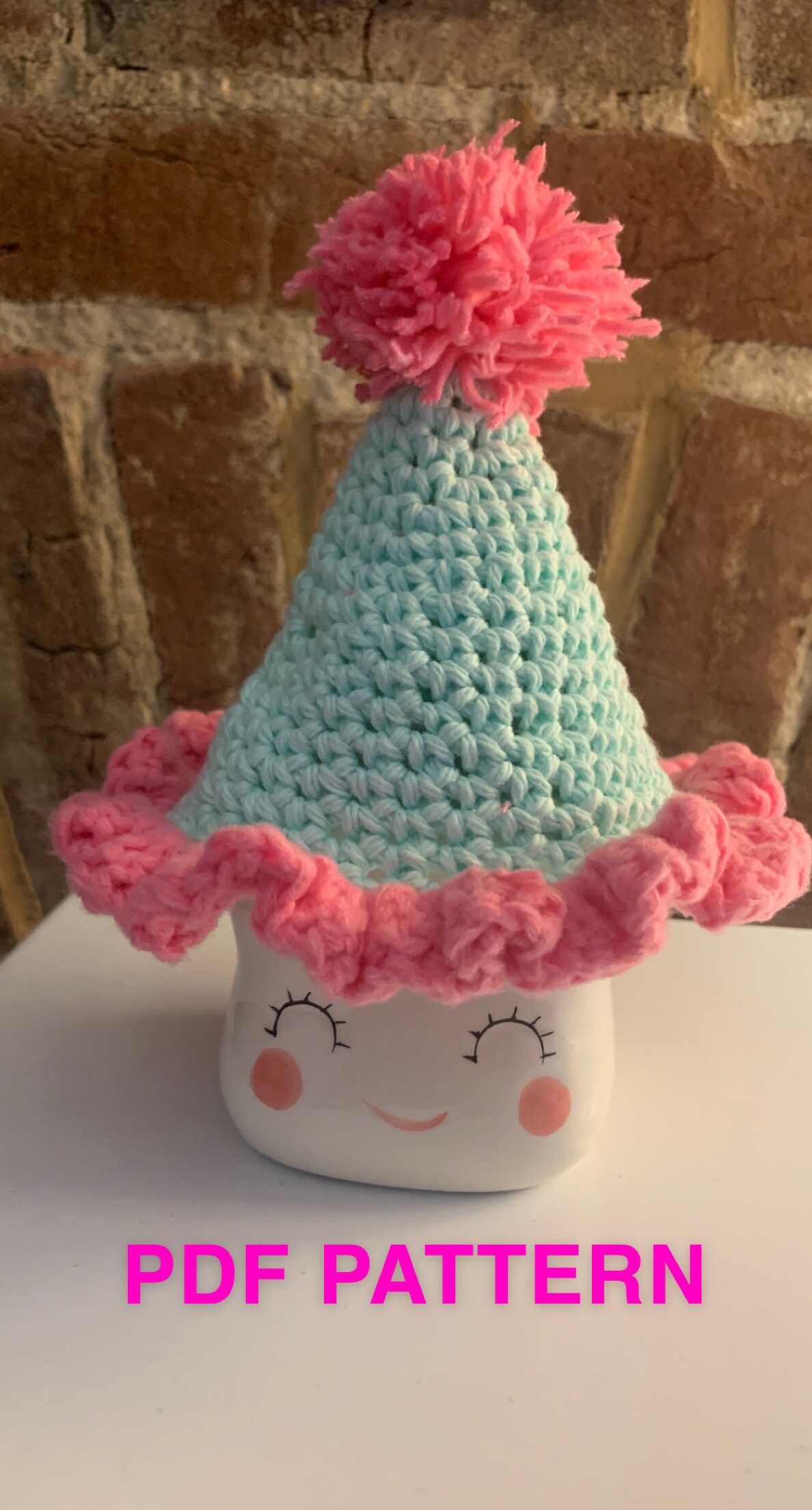Marshmallow Mug Party Hat Pattern Etsy