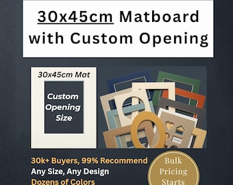 30x45cm Custom Matboard with Custom Cutout // Fits 30x45cm (or 45x30cm) Frames // Free Shipping to US, Canada, Europe, Australia & NZ