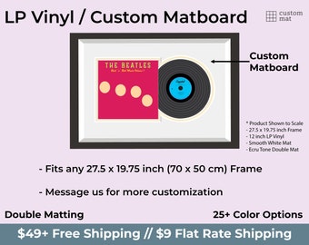 Custom Matboard for LP Vinyl for 27.5x19.75 inch (70x50 cm) Picture Frames (Double Matting)