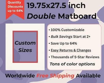 19.75x27.5 inch Custom DOUBLE Mat with Custom Cutout // Fits 19.75x27.5 inch Frames // Free Shipping to US, Canada, Europe, Australia & NZ