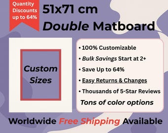 51x71cm (or 50x70cm) DOUBLE Mat with Custom Cutout // Fits 51x71cm (or 50x70cm) Frames // Free Shipping to US, Canada, Europe, Aus & NZ
