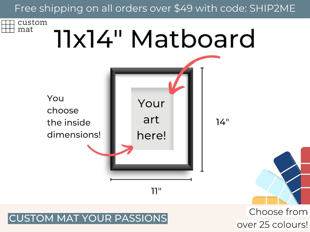 11x14 Custom Photo Mat Boards for 11x14 Frames With Choice of Interior