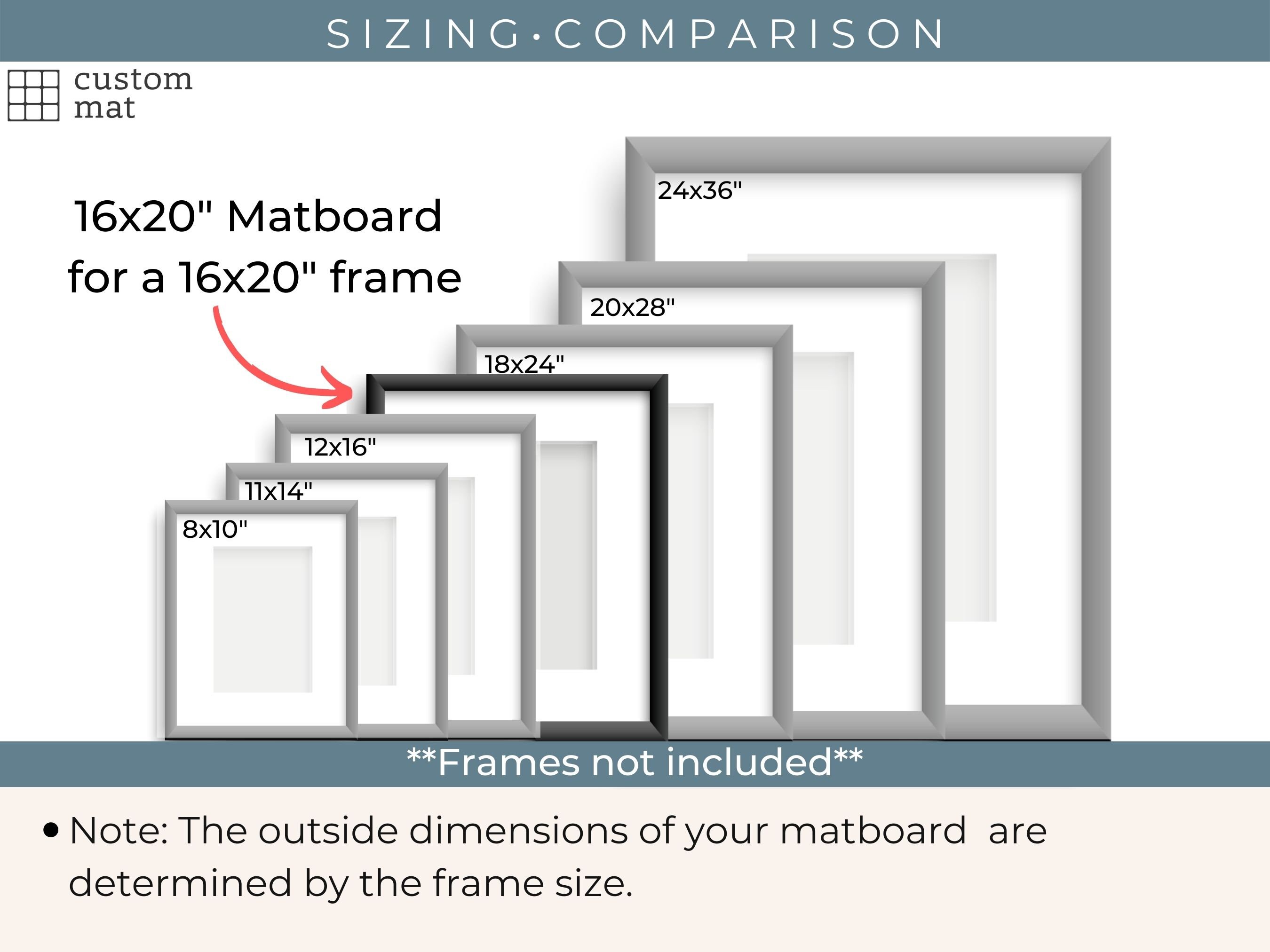 16x20 Custom Photo Mat Boards for 16x20 Frames With Choice of Interior  Dimensions 