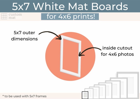 White 5x7 Mat Board With Opening Cutout for 4x6 Photos 