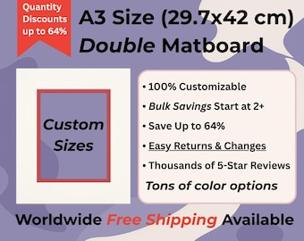 A3 Double Mat Board with Custom Cutout (29.7x42cm)