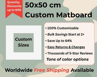 50x50cm Custom Matboard with Custom Cutout // Fits 50x50cm Frames // Free Shipping to US, Canada, Europe, Australia & NZ